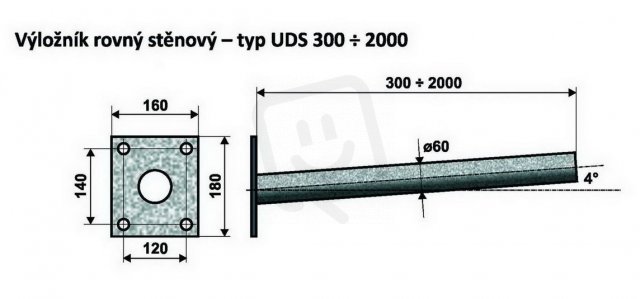 UDS 1 - 1000 výložník rovný, stěnový AMAKO 1011000060