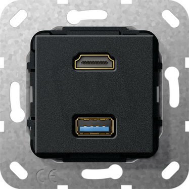 HDMI, USB 3.0 A vložka černá mat GIRA 567910