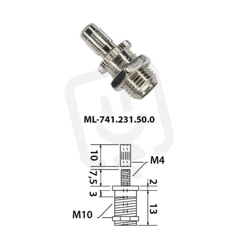 Nastavitelný úchyt závěsného lanka M10x1, poniklovaná mosaz