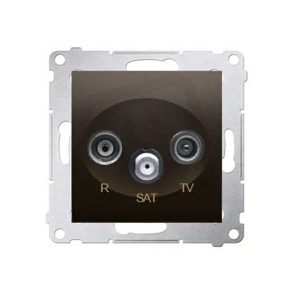 Zásuvka R-TV-SAT průběžná, hnědá matná metalizované KONTAKT SIMON DASP.01/46