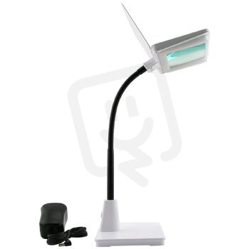 Stolní lupa s osvětlením LED, krk, 3D, 1,75X, hranatá, bílá FK TECHNICS 4731335