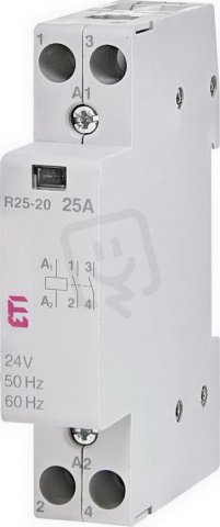 Modulární stykač R 20-20 24V, 2p, 1M, kontakty 2xNO,20A, 24V AC ETI 002461211