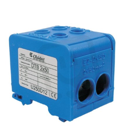 Distribuční blok DTB 2×50 modrý ELEKTRO BEČOV U250D12