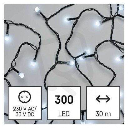 LED vánoční cherry řetěz kuličky 30 m venkovní i vnitřní studená bílá časovač