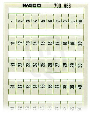 Popisovací karta WMB s potiskem 1-50 (2×) neflexibilní bílá WAGO 793-666