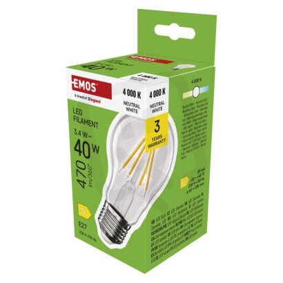 LED žárovka Filament A60 E27 3,4 W (40 W) 470 lm neutrální bílá EMOS ZF5D23