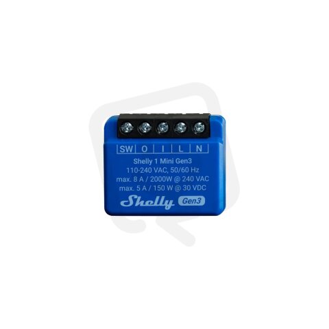 SHELLY Mini 1 GEN3 Spínací modul 110-240 V AC, 8MB paměť, WiFi