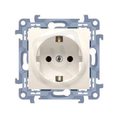 Zásuvka jednonásobná s uzemněním typu Schuko 16A, 250V~, krémováová CGSZ1.01/41