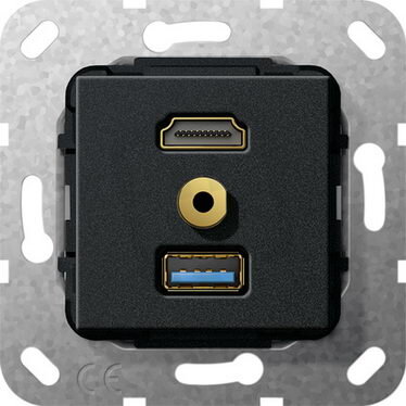 HDMI,USB 3.0 A,mini vložka černá mat GIRA 568110