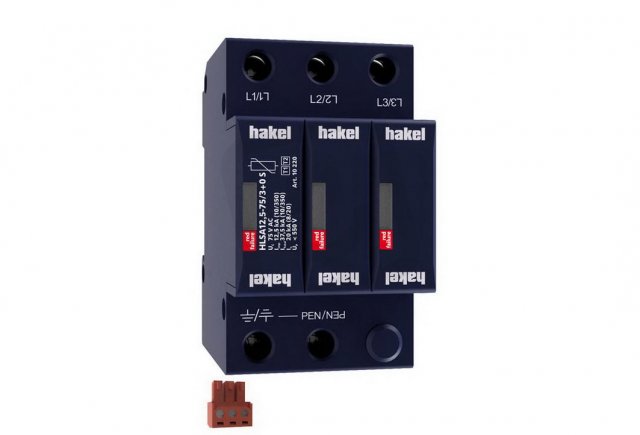 Svodič impulzních proudů a rázového přepětí HAKEL HLSA12,5-75/3+0 S SPD typ 1+2