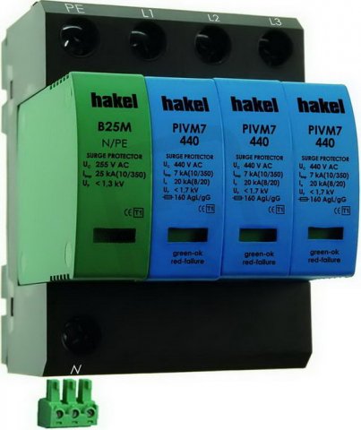 Varistorový svodič bleskových proudů HGDT25 SPD typ 1 N/PE HAKEL 30051