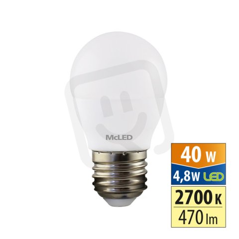 LED žárovka kapka 4,8W, E27, 2700K, CRI80, vyz. úhel 200°, 360° 470lm