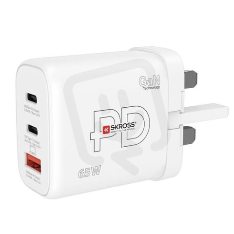 USB A+C nabíjecí adaptér Power charger 65W GaN UK Power Delivery typ G