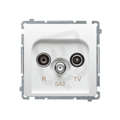 Zásuvka RTV-SAT průběžná, 1x vstup: 5-2400 MHz, bílá BMZAR-SAT10/P.01/11