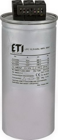 Kompenzační kondenzátor LPC 12,5 kVAr, 440V, 50HZ ETI 004656761