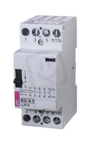 Modulární stykač RD 25-04-R 4p 2M 4xNC,25A 24VAC/DC ON-OFF-AUTO ETI 002464067