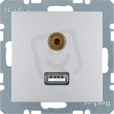 Zásuvka, USB/3,5 mm Audio, S.1/B.x, alu, mat BERKER 3315391404