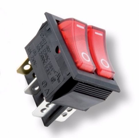 I 4813 Dvojitý spínač 10A/250V RED