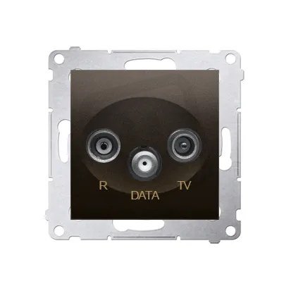Zásuvka R-TV-DATA, hnědá matná metalizované KONTAKT SIMON DAD.01/46