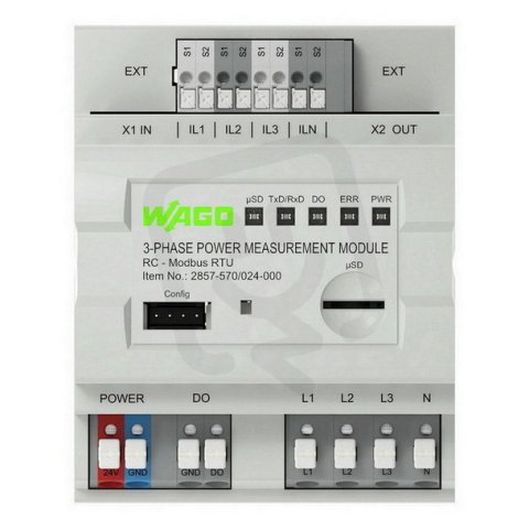 3fázový měřicí převodník výkonu 3x277/480V/RC Modbus RTU WAGO 2857-570/024-000