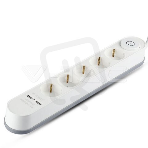 5 Ways Socket With Lighted Switch & 2 Us