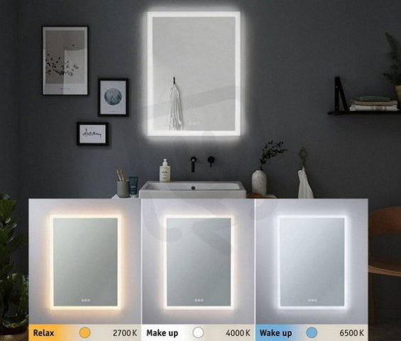 HomeSpa LED zrcadlo s osvětlením Mirra hranaté IP44 zrcadlo/bílá 22W WhiteSwitch