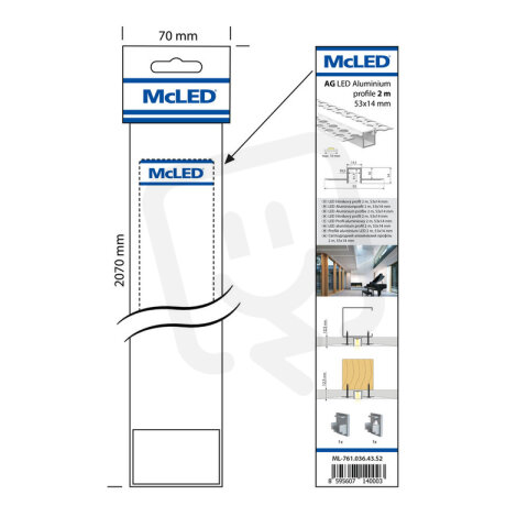 AL profil pro sádrokartony AG 2m včetně MCLED ML-761.036.43.S2