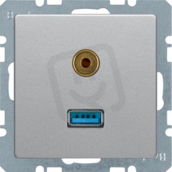 Zásuvka, USB/3,5 mm Audio, Q.x, alu sametová lak. BERKER 3315396084