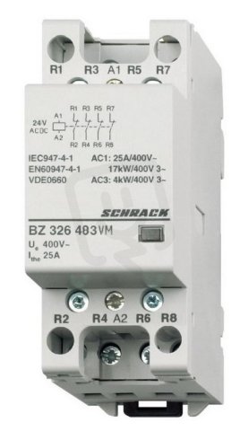 Instalační stykač VM 25 A, 24 V AC/DC, 4R (4NC), 2TE SCHRACK BZ326483VM