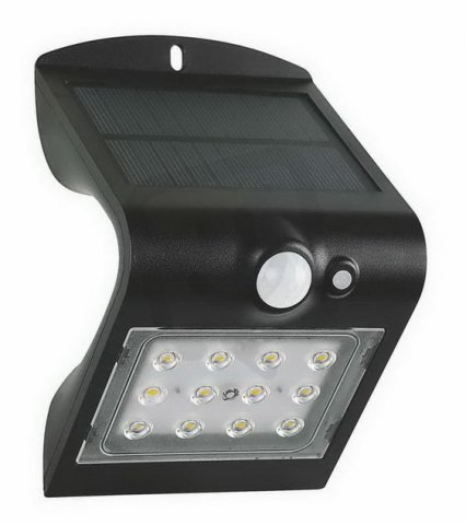 Solární LED svítidlo FOX SOLAR PIR 12LED B NW 44/220lm GREENLUX GXSO005