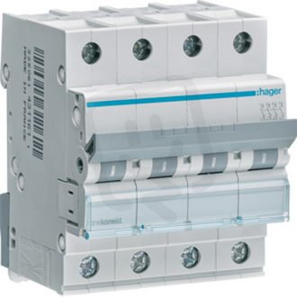 Jistič 4 pól. 16A, charakteristika C, 6 kA /MC416A/ HAGER MCN416