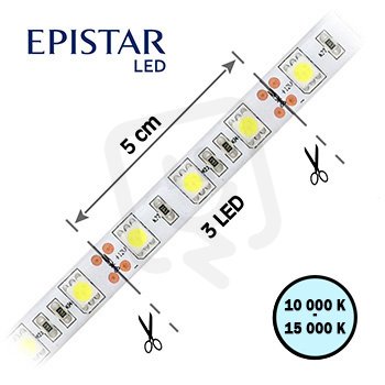 LED pásek 60LED/m 5050 IP65 10000-15000 K bílá 12V 5m FK TECHNICS 4738723-60