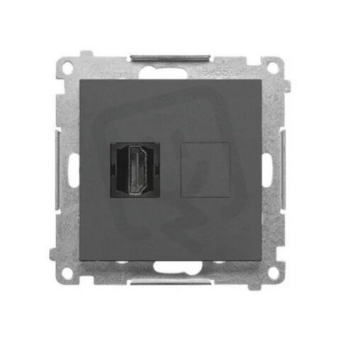 Zásuvka HDMI 1 násobná (přístroj s krytem) grafitová matná   TGHDMI.01/116