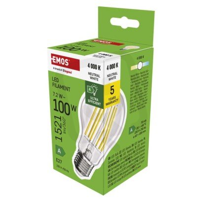 LED žárovka Filament A60 A CLASS E27 7,2W (100W) 1521 lm neutrální bílá