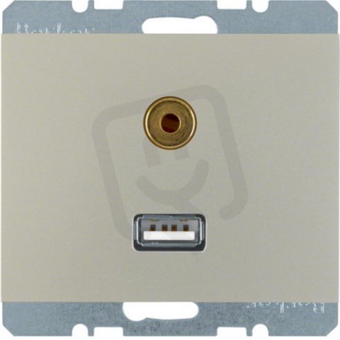 Zásuvka, USB/3,5 mm Audio, K.5, ušlecht. ocel, lak. BERKER 3315397004