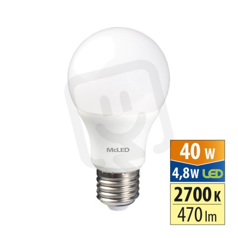 LED žárovka 4,8W, E27, 2700K, CRI80, vyz. úhel 200°, 360° 470lm