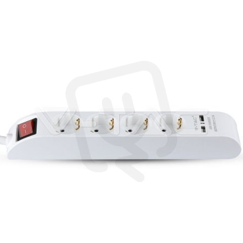 4 Ways Socket With Lighted Switch & 2 Us