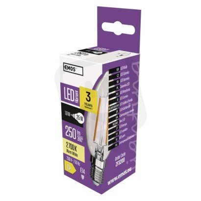 LED žárovka Filament svíčka E14 1,8W (25W) 250 lm teplá bílá EMOS ZF3200