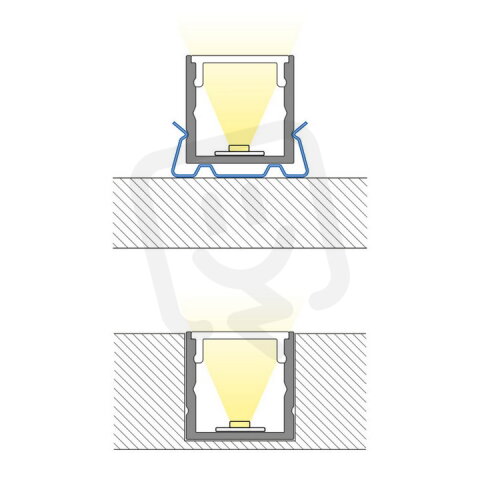 Přisazený hliníkový profil černý  PY 15x15mm, včetně mléčného difuzoru 2m