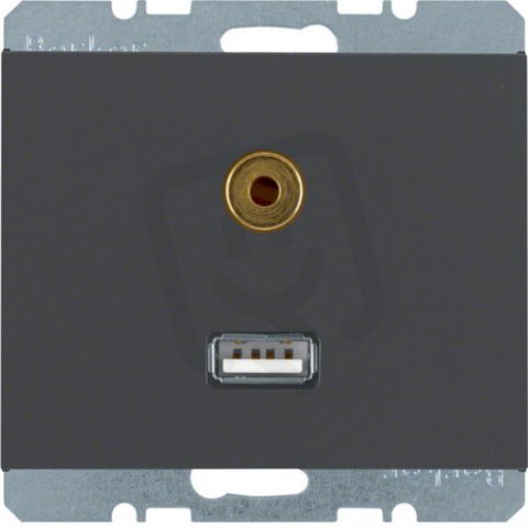 Zásuvka, USB/3,5 mm Audio, K.1, antracit, mat BERKER 3315397006