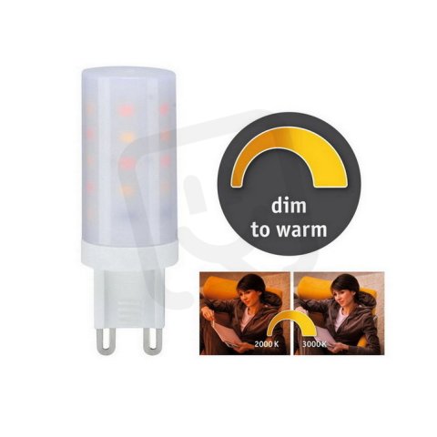 LED žárovka 4W G9 teplá bílá dim to warm PAULMANN 28819