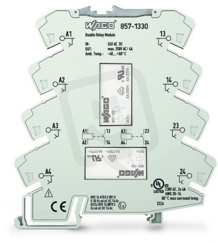 Reléový modul 2x vstupní jmenovité napětí AC/DC 24 V WAGO 857-1330