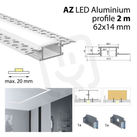 AL profil pro sádrokartony AZ 2m včetně MCLED ML-761.039.43.S2