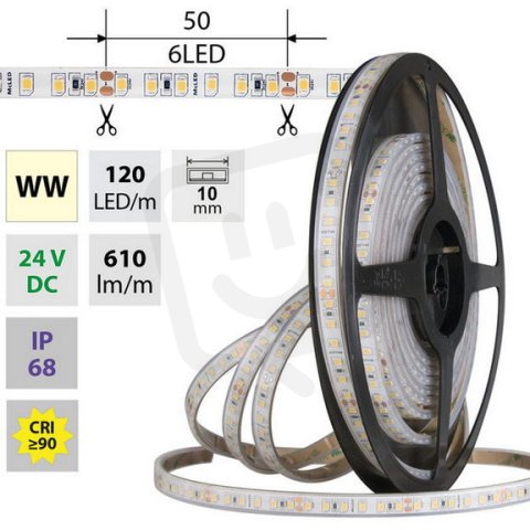 LED pásek SMD2835 WW, 120LED/m, 5 m, 24V, 9,6 W/m MCLED ML-126.868.60.0
