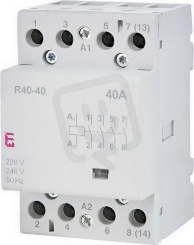 Modulární stykač R 40-40 230V, 4p, 3M, kontakty 4xNO,40A, 230V AC ETI 002463410