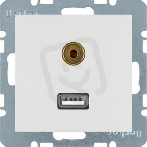 Zásuvka, USB/3,5 mm Audio, S.1/B.x, bílá, lesk BERKER 3315398989