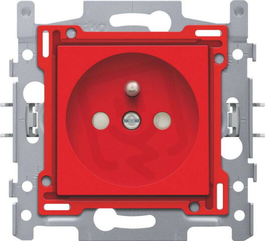 Červená zásuvka s ochranným kolíkem a dětskou pojistkou, 28,5 mm NIKO 199-66605