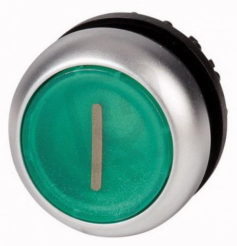 Eaton M22-DL-G-X1 Prosvětlená ovládací hlavice, bez aret, kroužek titan,I zelená