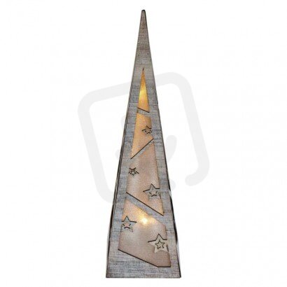 LED pyramida dřevěná, 36 cm, 2x AA, vnitřní, teplá bílá, časovač